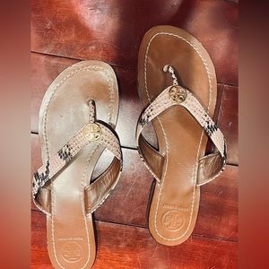 Tory burch python flip flops